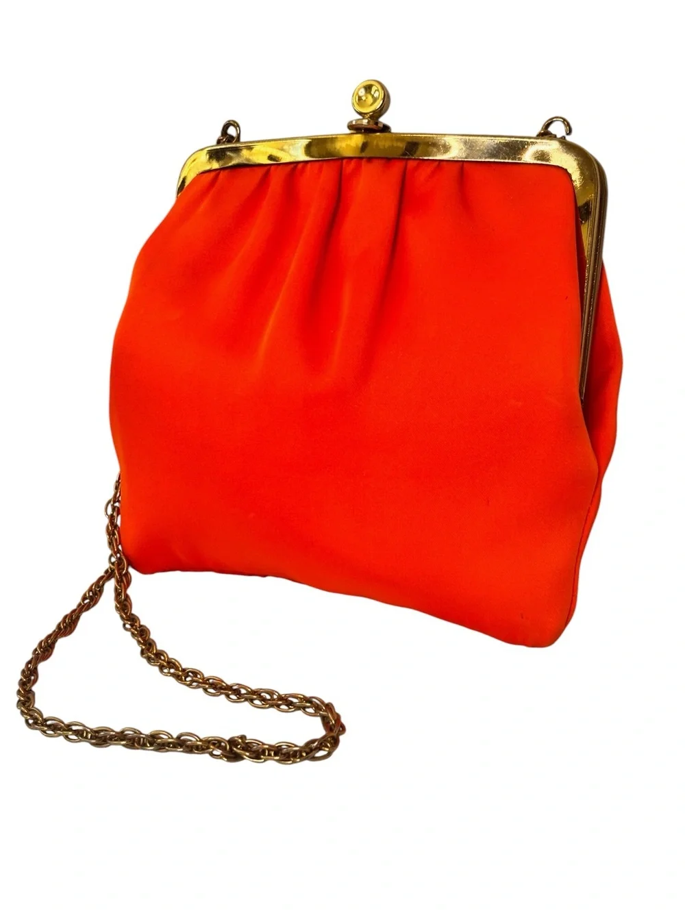 Vintage 60s bright, coral kiss lock Crossbody Bag